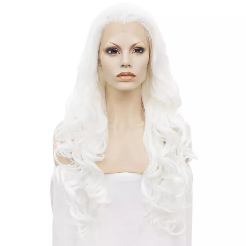 Sassy Elegance: White Long Wavy Lace Front Wig for Feminine Flair - Sissy Panty Shop