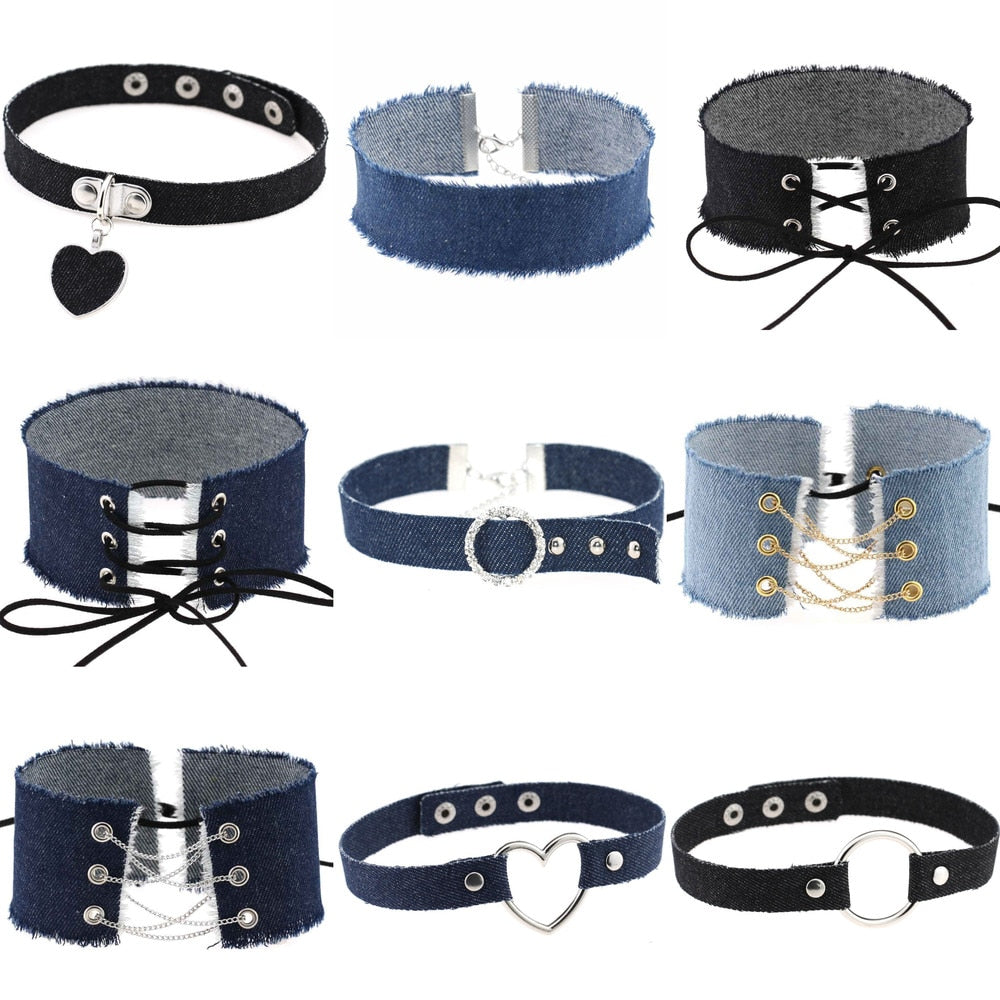 BDSM, DDLG, Submissive Denim Choker – Sissy Panty Shop