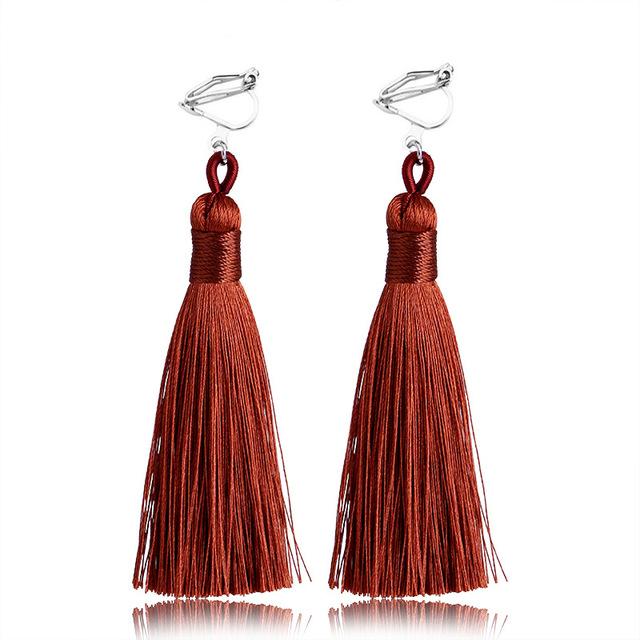 Happy Sissy Pink Tassel Clip On Earrings