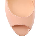 Peep Toe Platform Rose Red Chunky High Heel Pumps