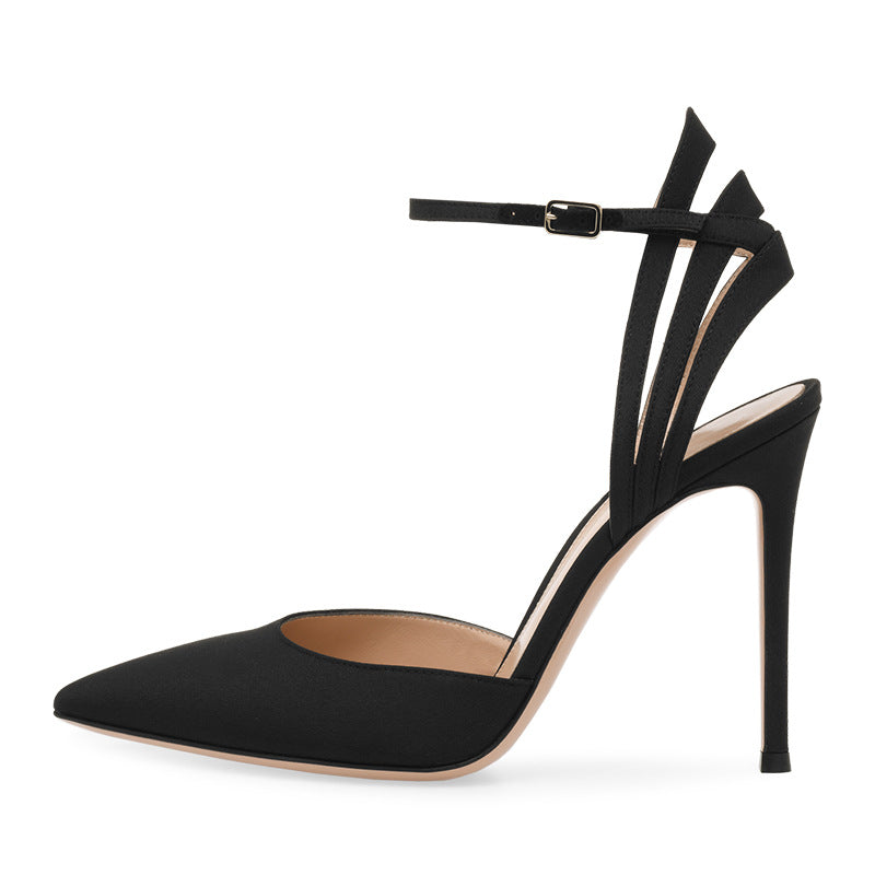 Pointed Toe Stiletto Ankle Strap Slingback Pumps