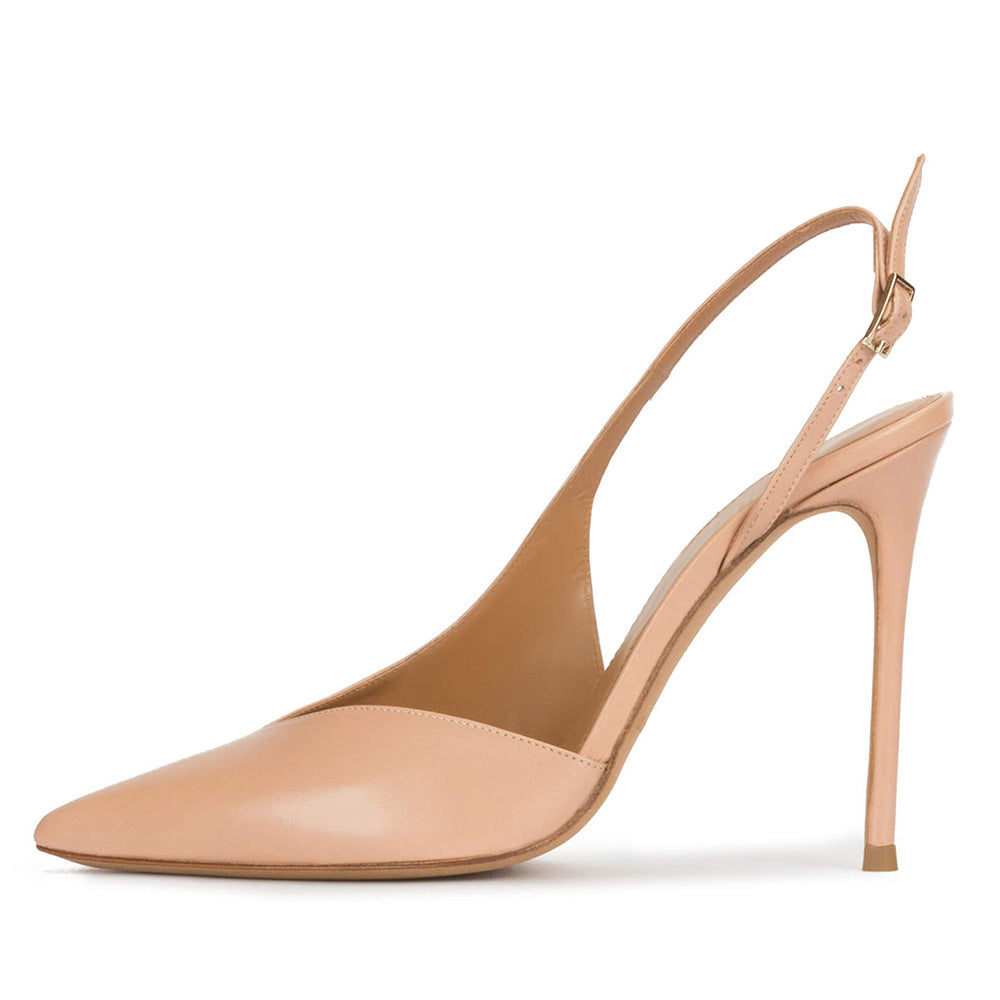 Pointed Toe Side Cut Stiletto Slingback Pumps