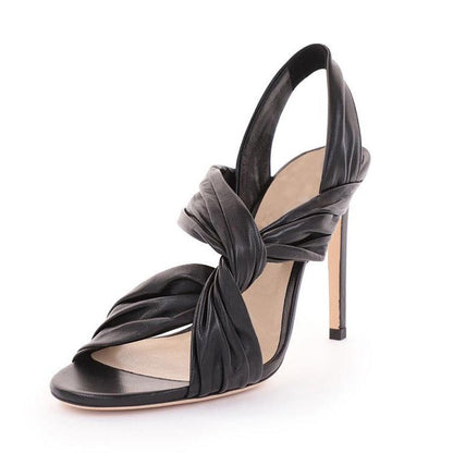 Round Toe Strap Slingback Stiletto Sandals