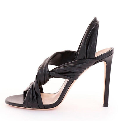 Round Toe Strap Slingback Stiletto Sandals