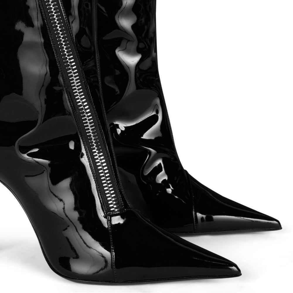 Patent Leather Zipper Over The Knee Stiletto Boots