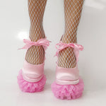Lace Mesh Platform Mary Jane High Heels