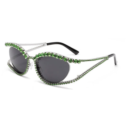 Rhinestone Rim Cat Eye Sunglasses