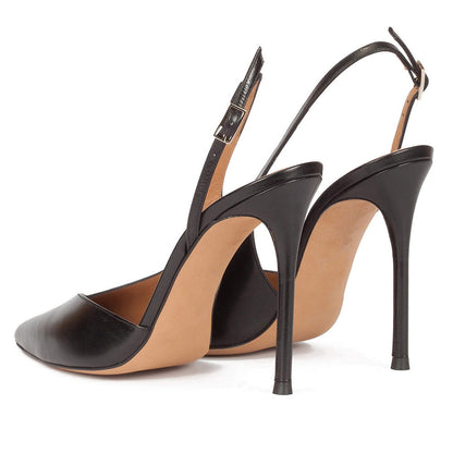 Pointed Toe Side Cut Stiletto Slingback Pumps