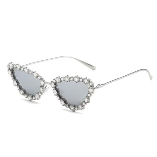 Rhinestone Cat Eye Metal Frame Sunglasses