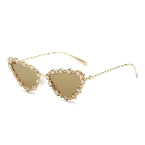 Rhinestone Cat Eye Metal Frame Sunglasses