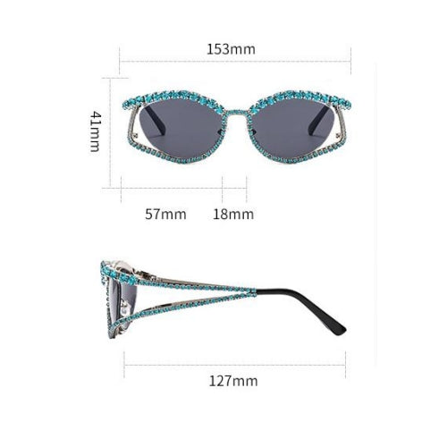 Rhinestone Rim Cat Eye Sunglasses