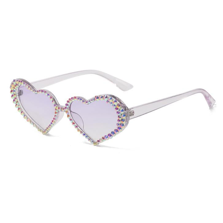 Gradient Rhinestone Heart Shape Sunglasses