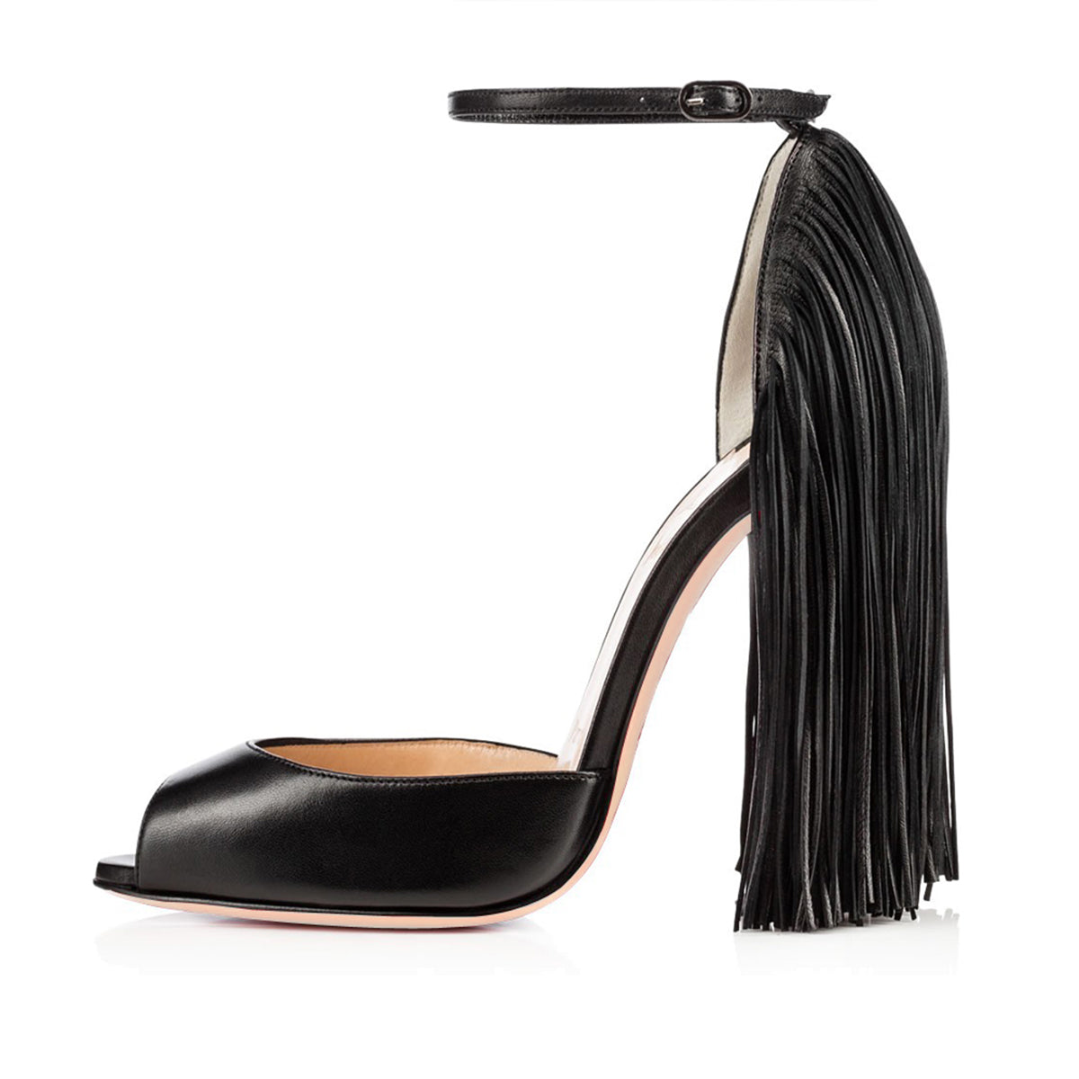 Fringe Decoration Peep Toe High Heel Sandals