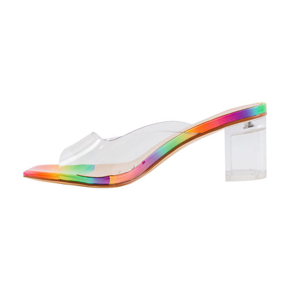 Rainbow Sandals Transparent Chunky Heel