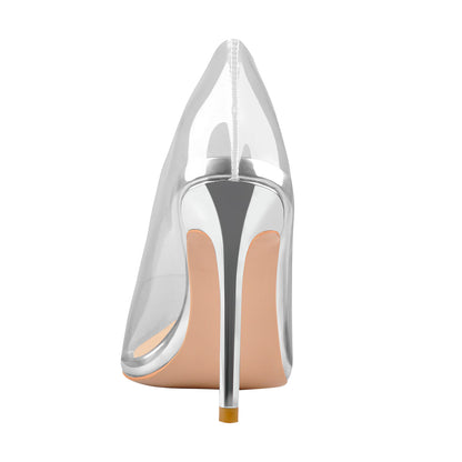 Transparent Pointed Toe Slip on High Heel Stiletto Pumps