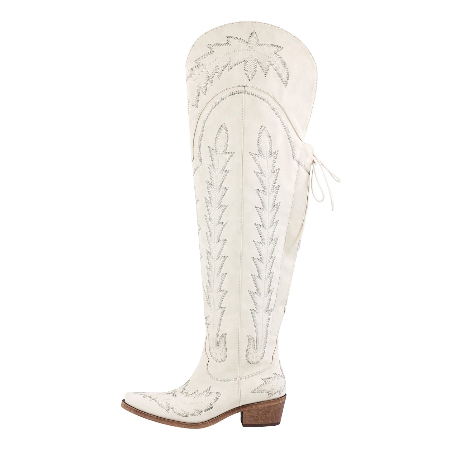 Embroidery Back Lace-up Over The Knee Western Boots