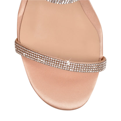 Rhinestone Strap Lucite Clear Block Chunky Perspex High Heels Sandals