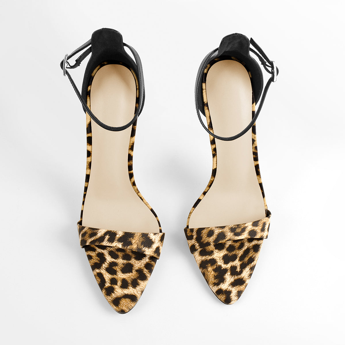 Pointy Open Toe Leopard Ankle Sandals