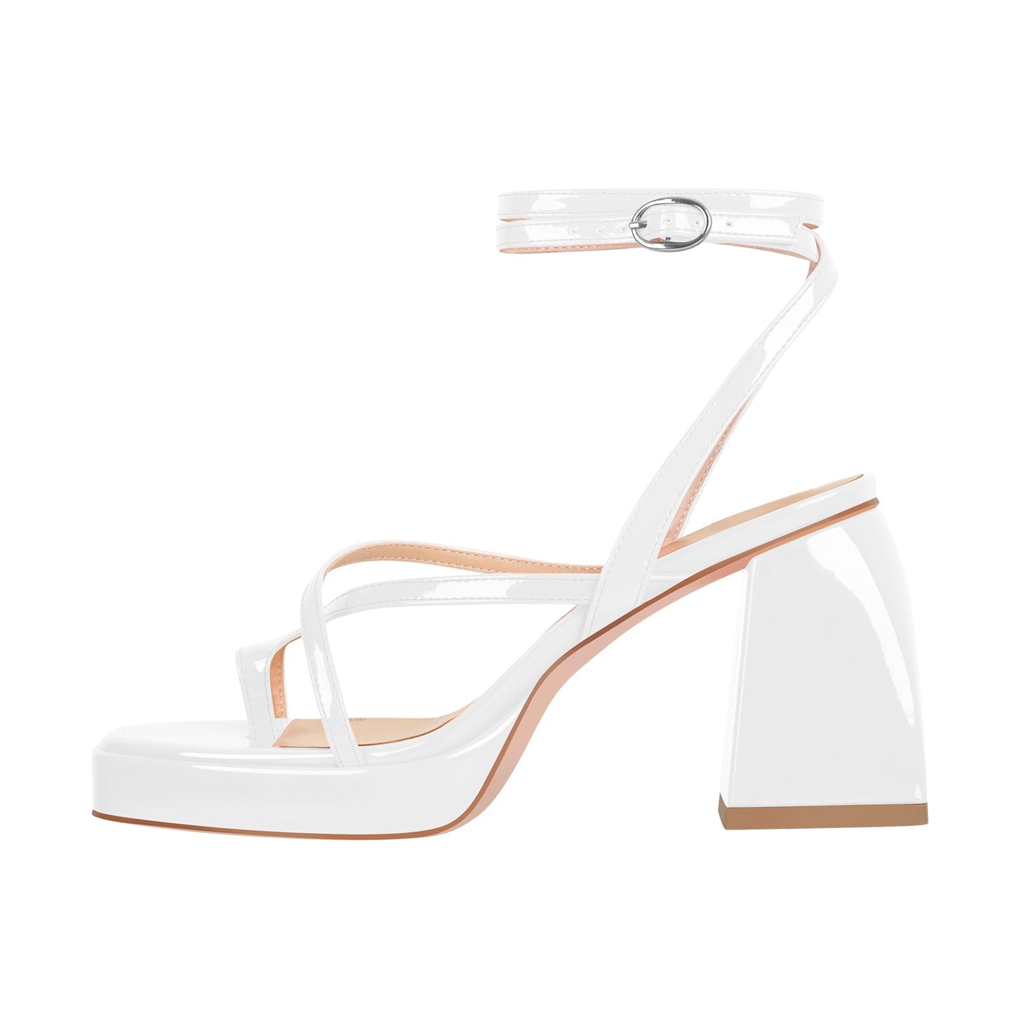 Chunky Mid Heel Criss Cross Platform Sandals