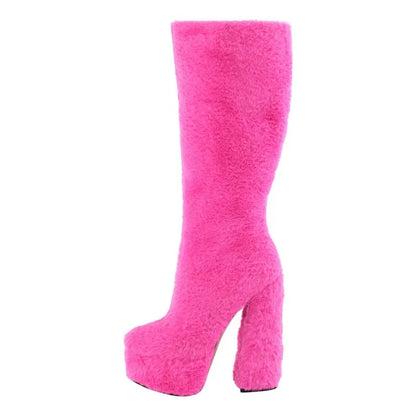 Fluffy Crossdressing Platform Boots