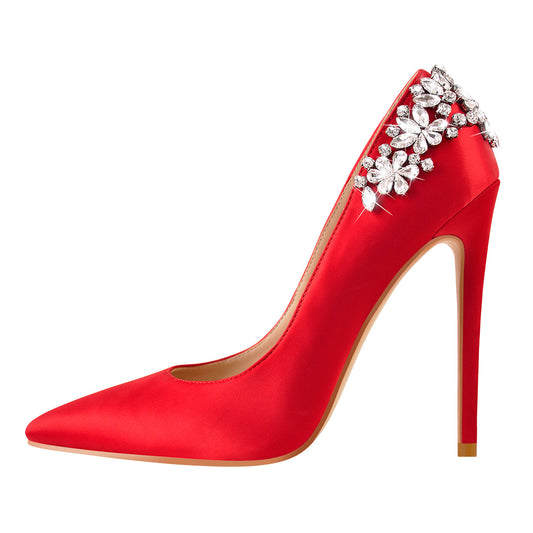 Pointed Toe Rhinestone Stiletto Pumps