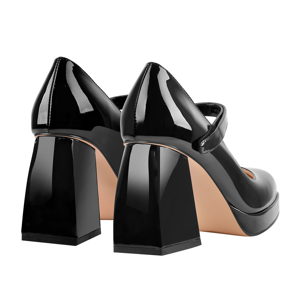 Mary Jane Square Platform Chunky Heels Pumps