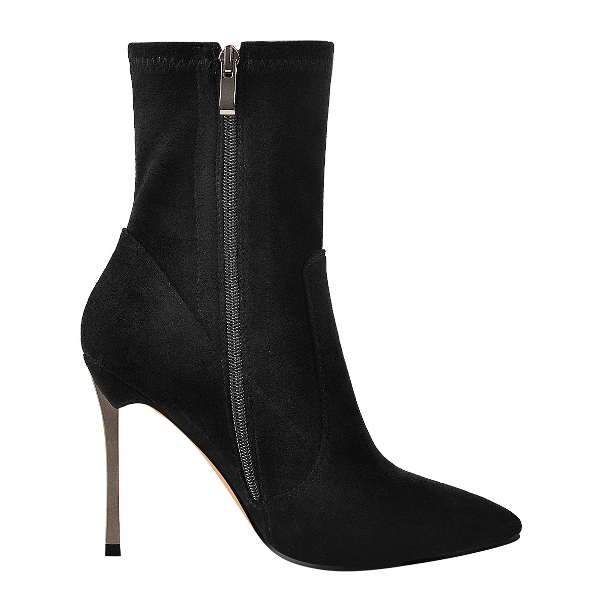 10cm Black Suede Metal Heel Boots