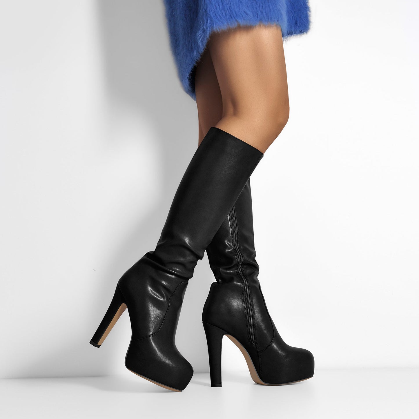 Platform High Heel Zipper Knee High Boots