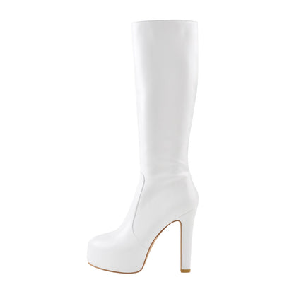 Platform High Heel Zipper Knee High Boots