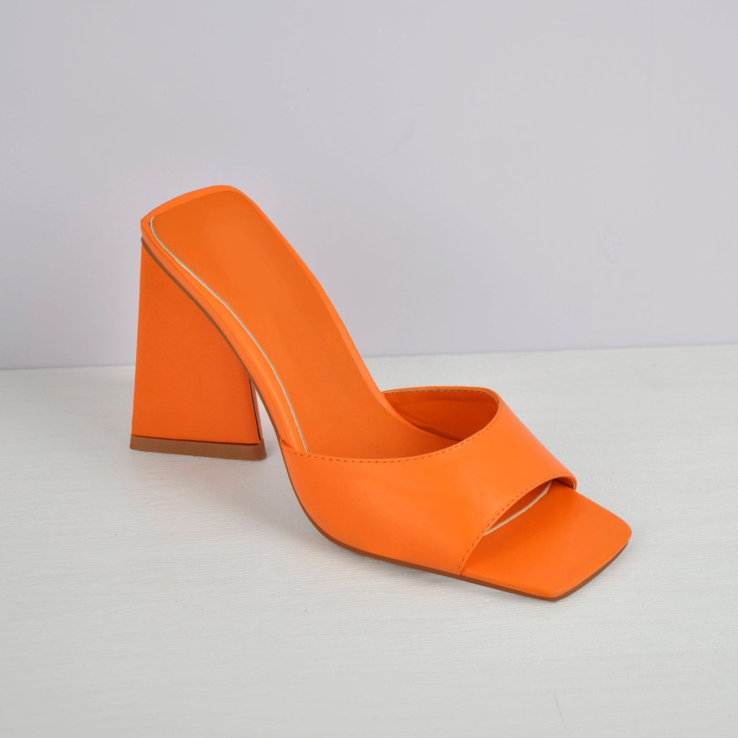 Square Toe Chunky Heel Sandal Mules