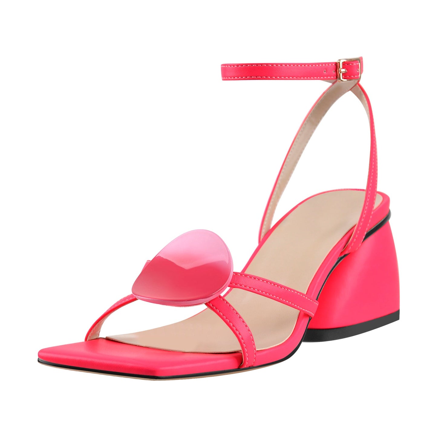 Square Toe Ankle Strap Chunky Low Heel Sandals