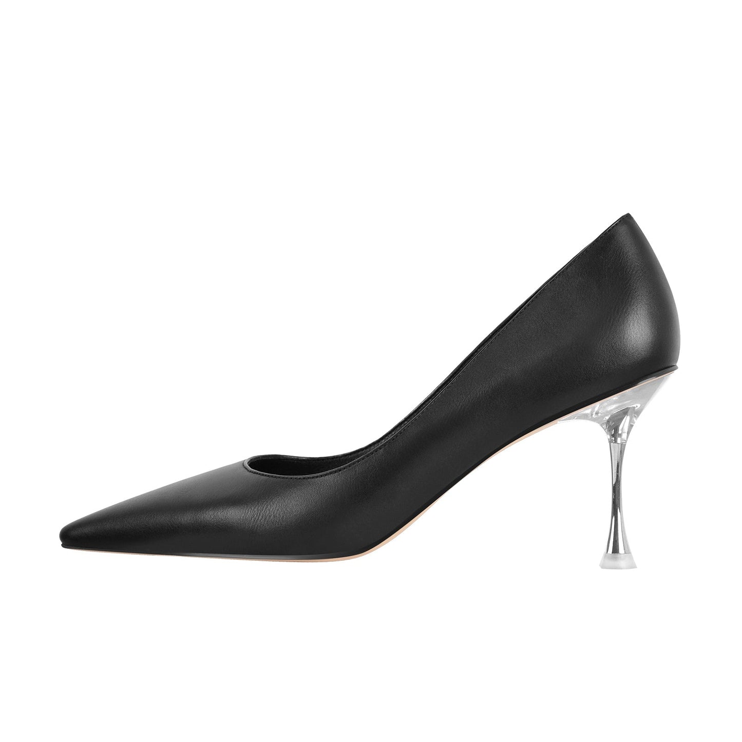 Black Slip on Mid Heel Pumps