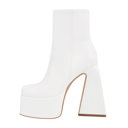 Chunky Ankle Boots Thick High Heels Platform Shoes