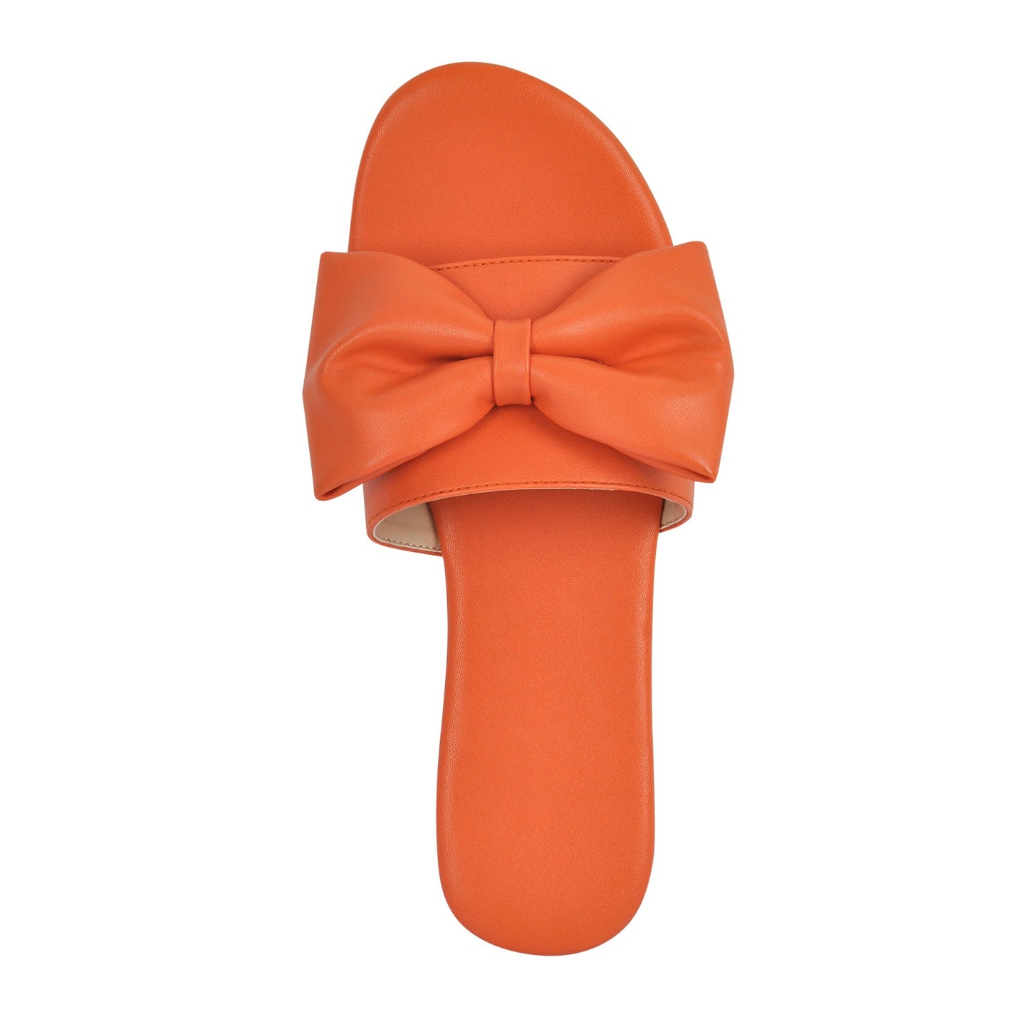 Orange Bow Round Toe Flat Sandals