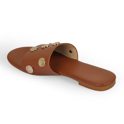 Studded Slides Flat Slip On Mules