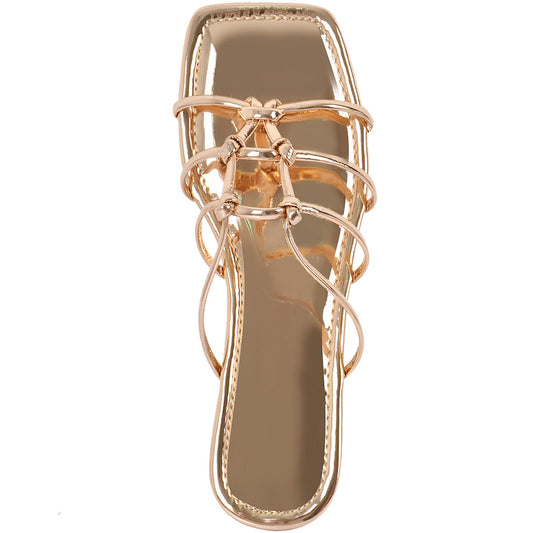 Onlymaker Flats Square Toe Knot Strap Sandals