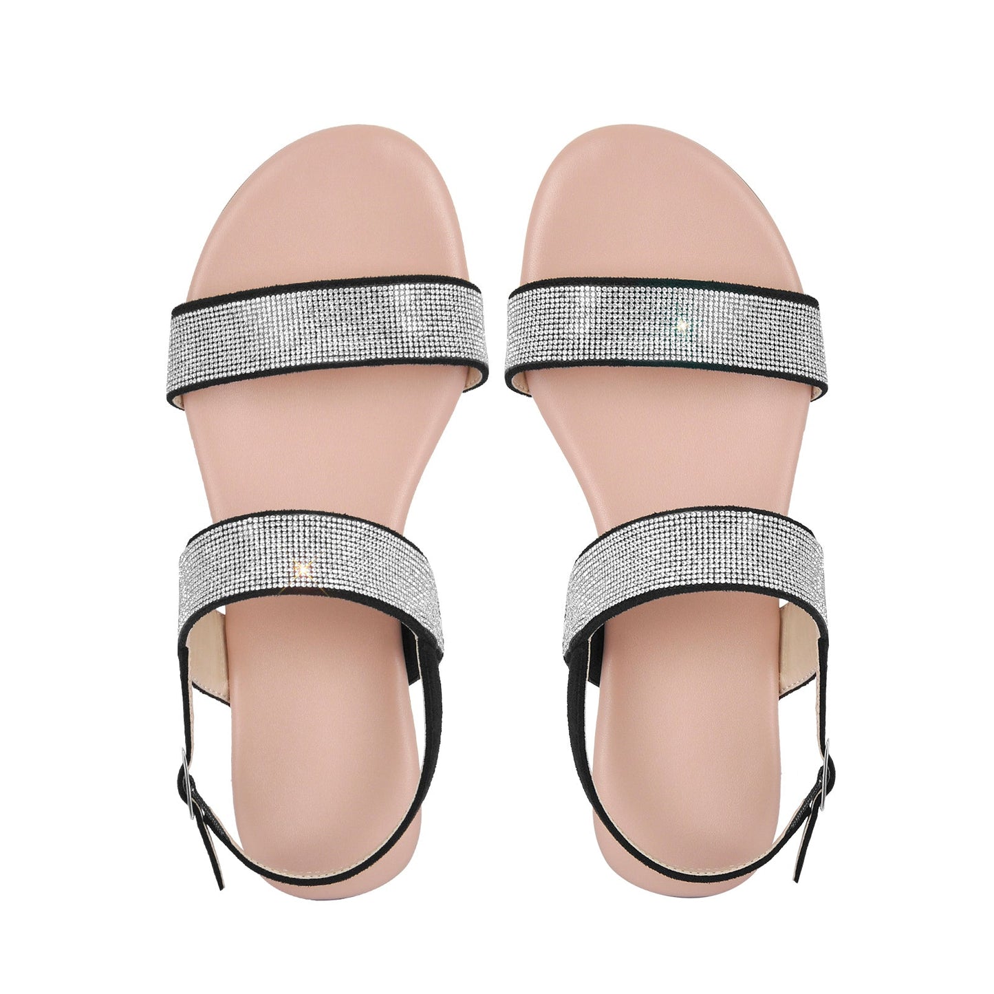 Rhinestone Straps Flat Sandals