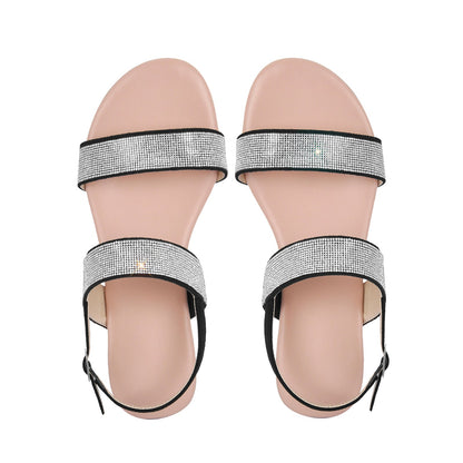 Rhinestone Straps Flat Sandals