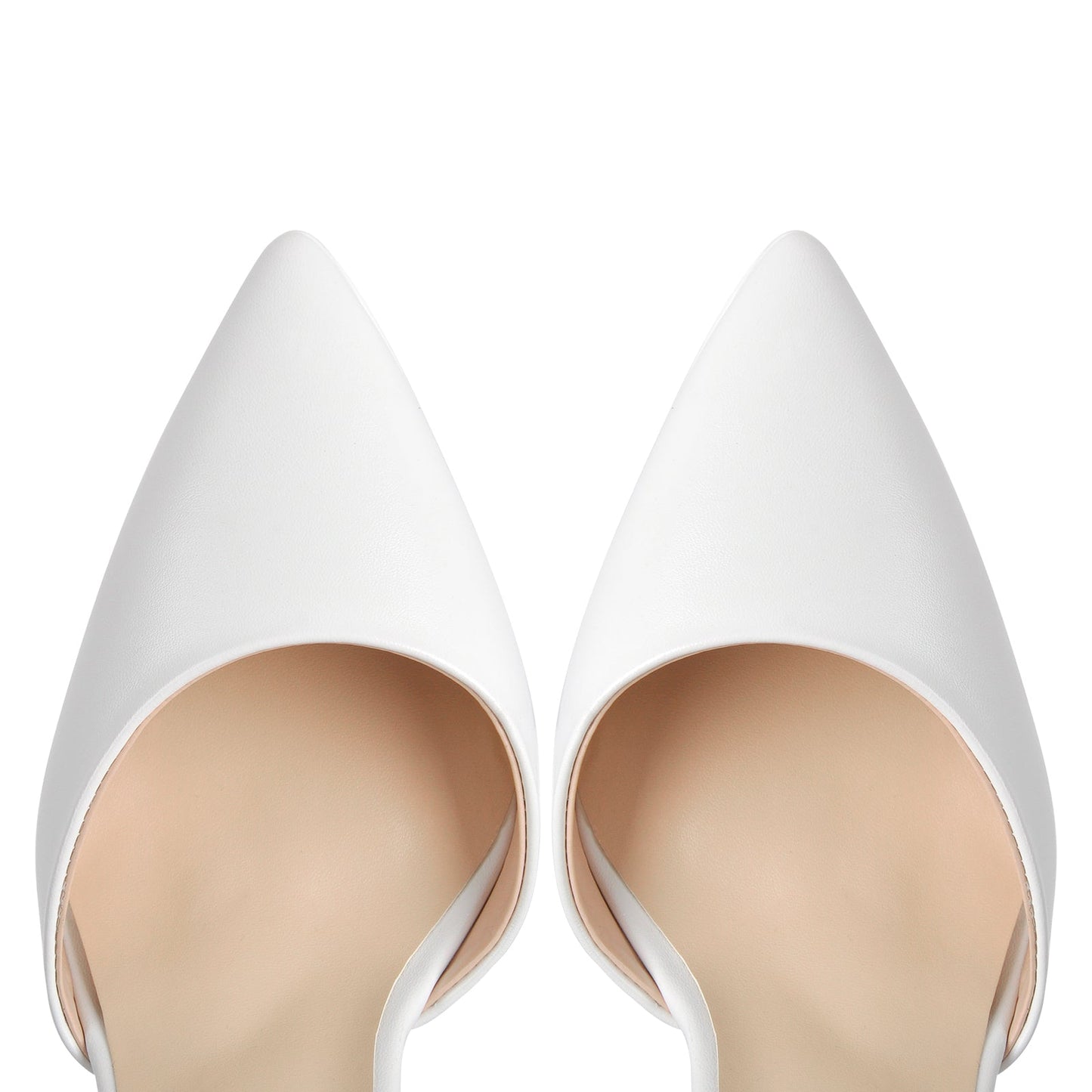 White Pointed Toe Platform Chunky Pumps