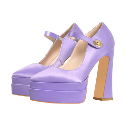 Pointed Toe Platform Mary Jane Pumps