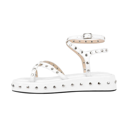 Strappy Studded Platform Flats Sandals