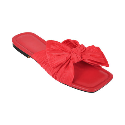 Flat Slip On Sliders Bow Sandals Flats