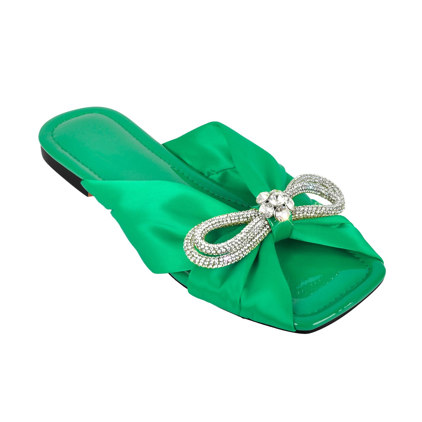 Flat Rhinestone Bow Sandals Slippers