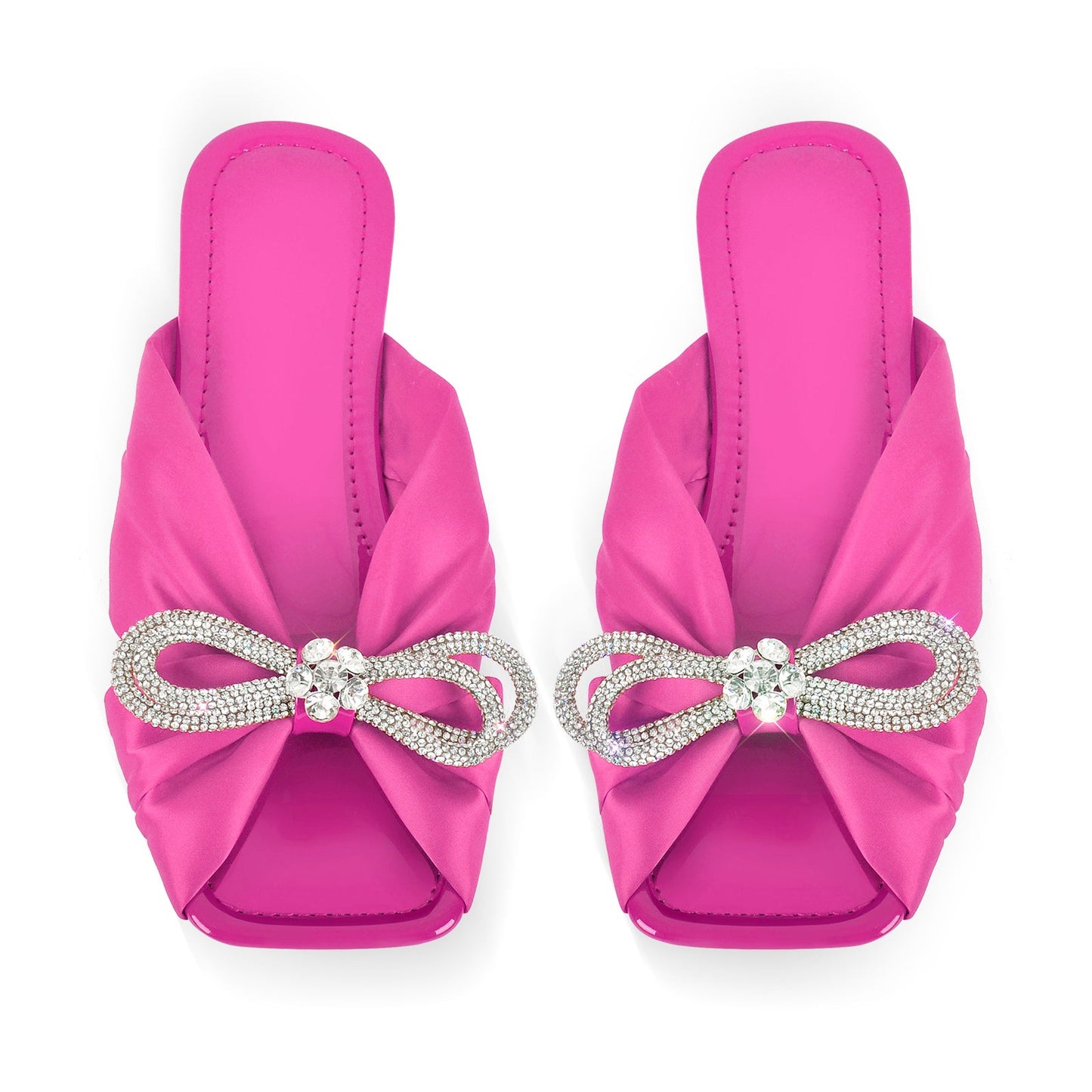 Flat Rhinestone Bow Sandals Slippers