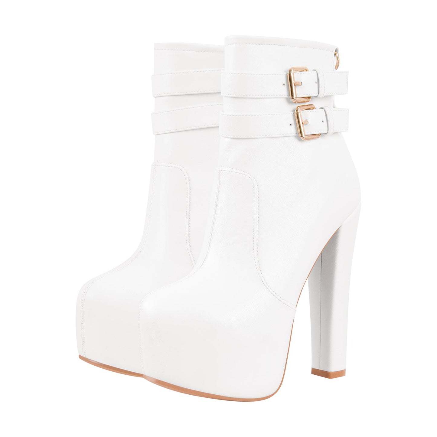 Platform Chunky High Heels Buckle Zip Ankle Boots