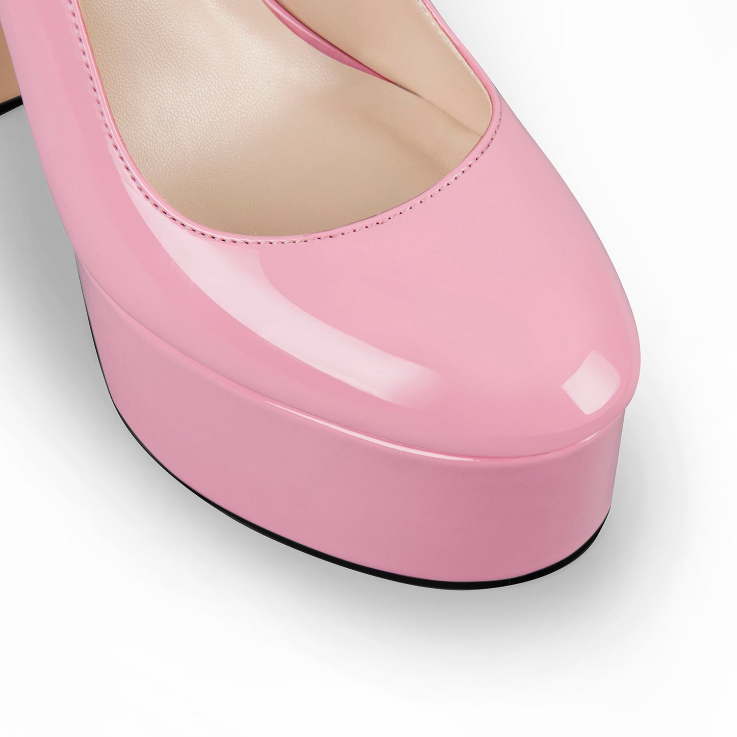 Platform Chunky Heel Ankle Strap Pink Pumps