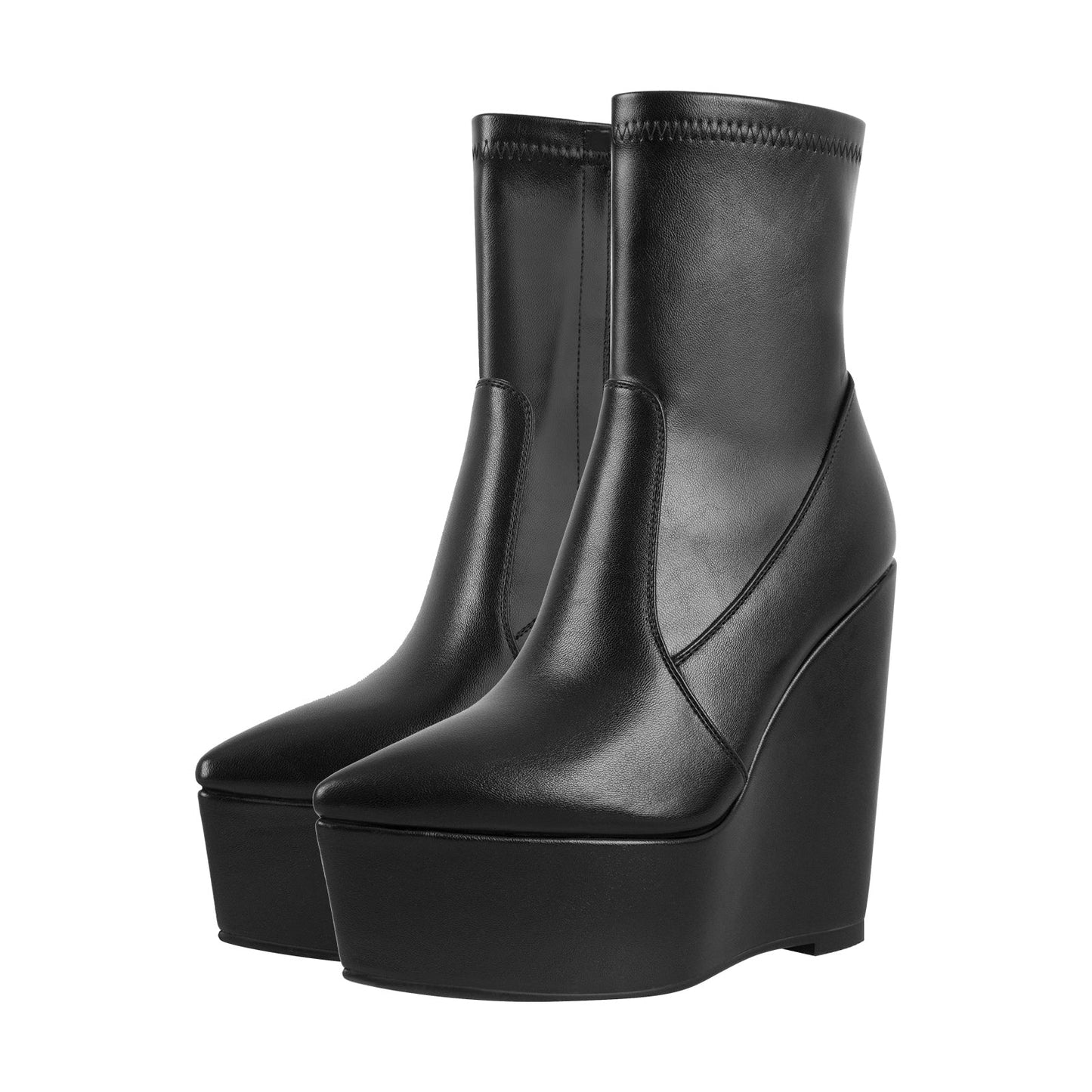 Wedge High Heel Platform Zip up Ankle Boots