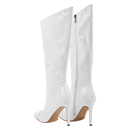 Patent Leather Pointed Toe Knee High Boots