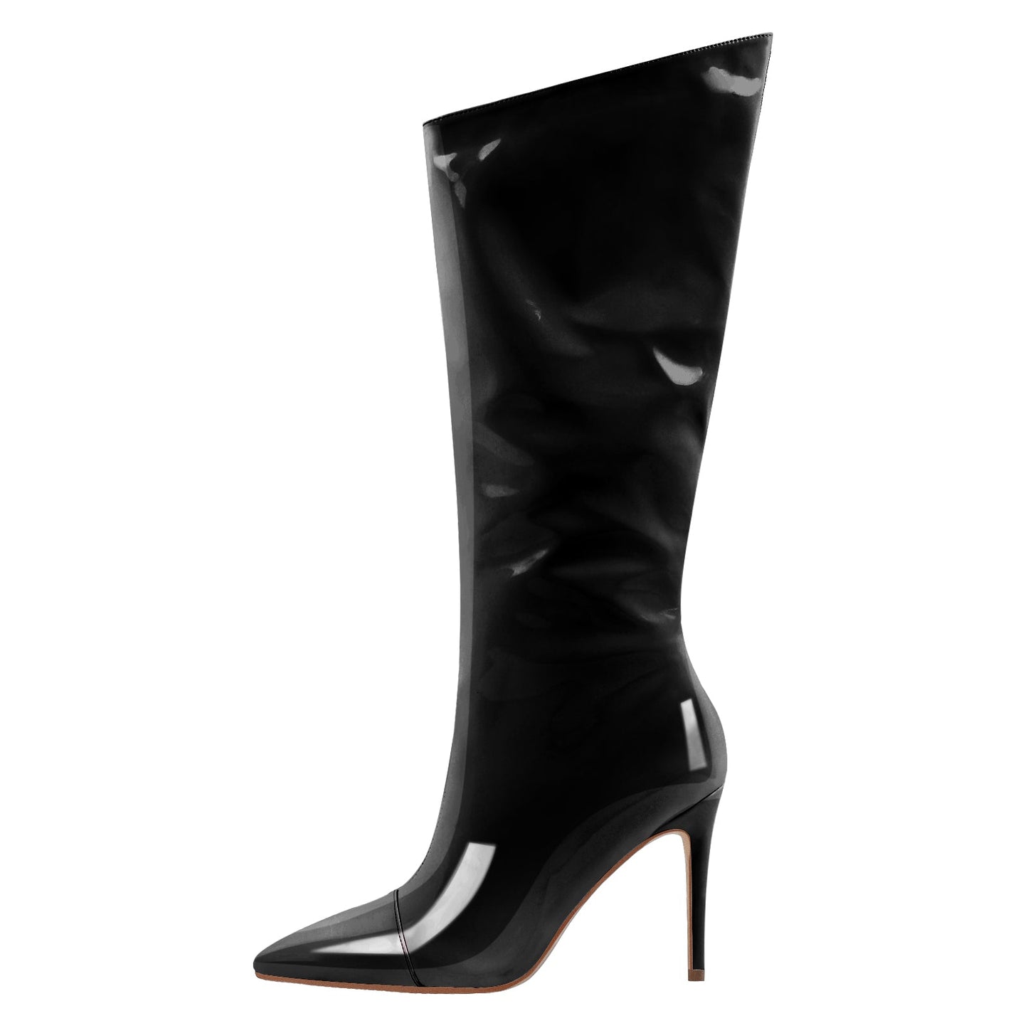 Patent Leather Pointed Toe Knee High Boots