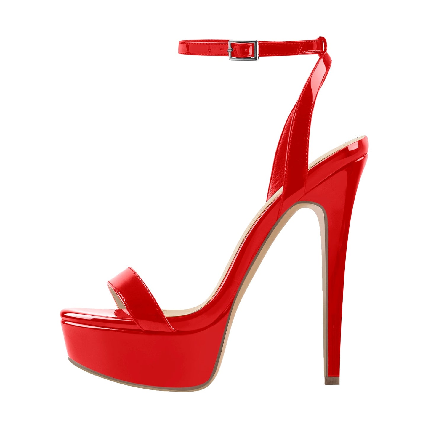 Round Toe Ankle Strap Platform Stiletto Sandals